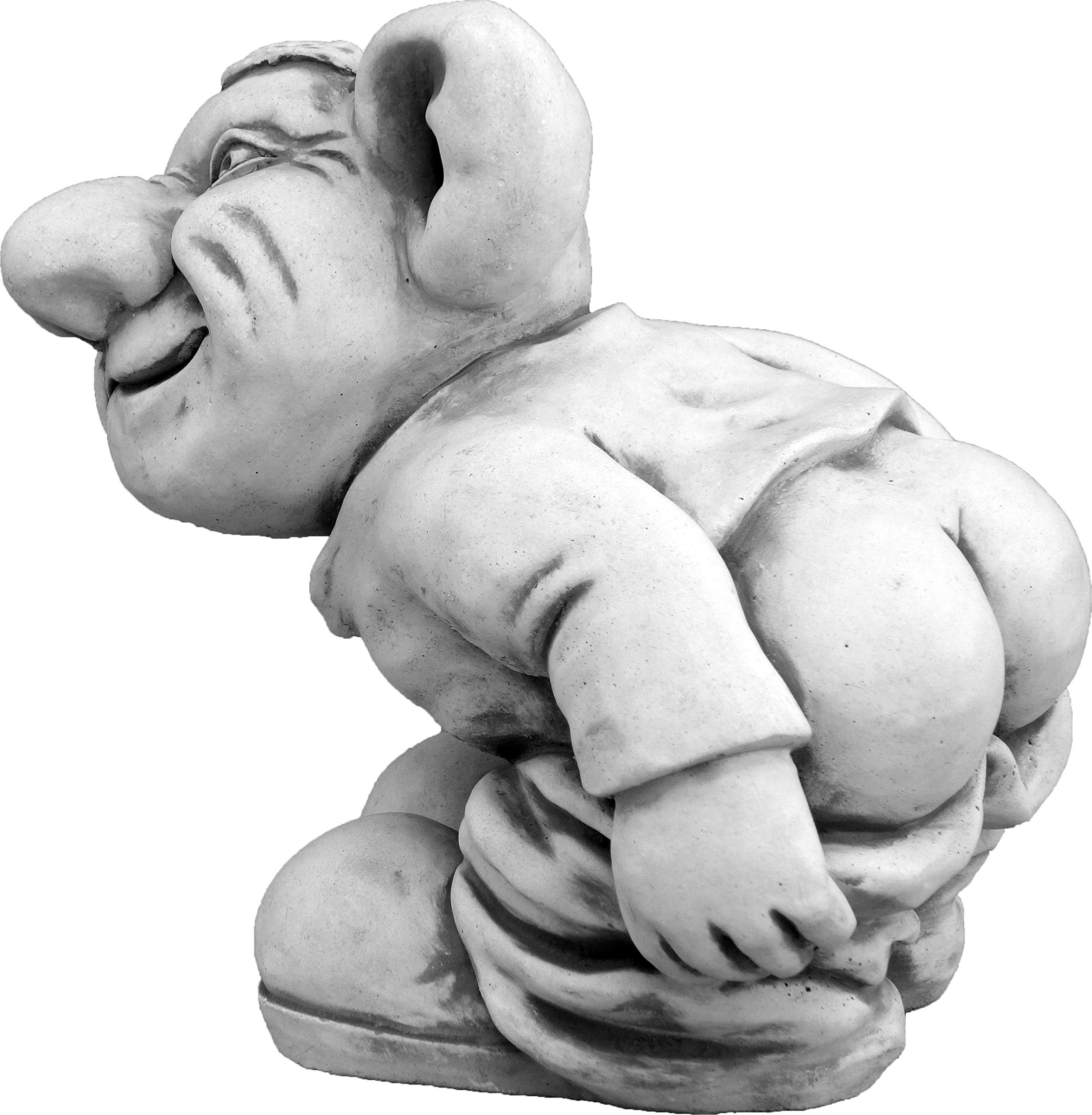 gartendekoparadies.de Lustiger Troll Modell Leck Mich, Figur aus Steinguss Frostsicher für den Außenbereich, Höhe 24 cm, Grau, 8 kg