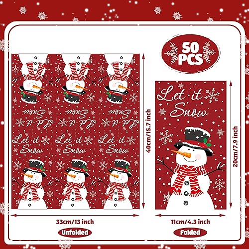 Miniatura 2 de 50 servilletas de Navidad con diseño de muñeco de nieve de invierno, 3 capas, servilletas de mano de papel de nieve con texto en inglés "Let It",