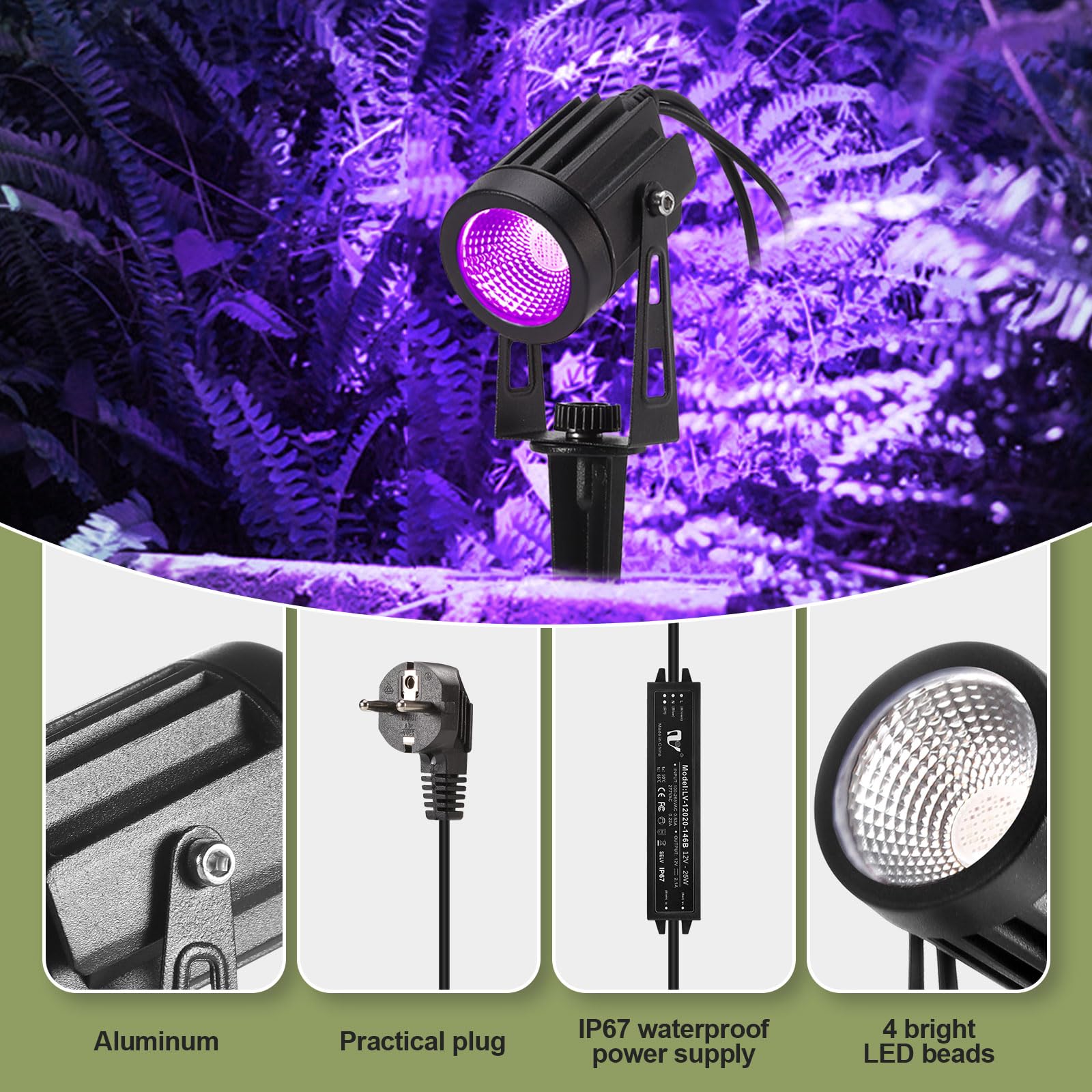 B-right RGB Focos Led Exterior, 21m LED Focos jardín con Estaca, Luz de Jardín Exterior rgb, Luces Exterior Jardin IP65 Impermeable, Focos de Jardín al Iluminación de Caminos para Césped, Patios