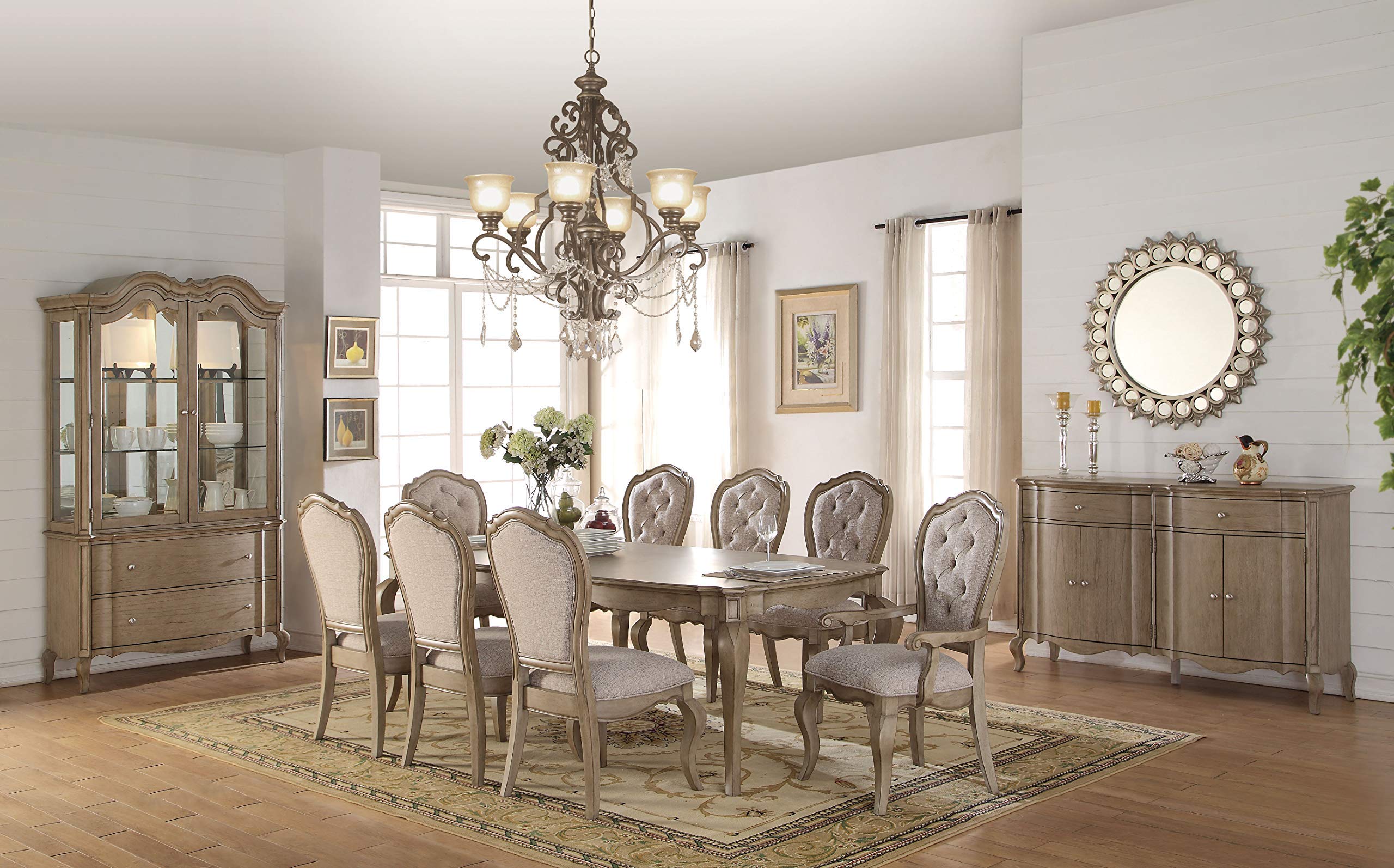 ACMEfernitureローテーブル Amazon.com - ACME Chelmsford Antique Taupe Dining Table - Tables