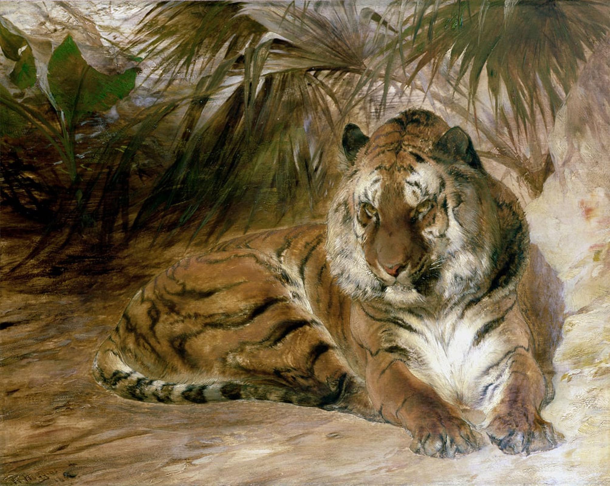 RZHRHJES Vintage Picture Wall Picture Painting Print Poster Tiger by William Huggins Abstract Wall Art Painting for Home Decor 60x90cm