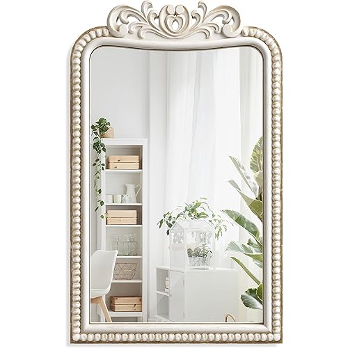 Barnyard Designs 24" x 36" Vintage Rustic Farmhouse Wall Mirror with Ornate Detailing - Perfect for Vanity or Bathroom - Compliment Worthy Decor - Rustic Wood Frame