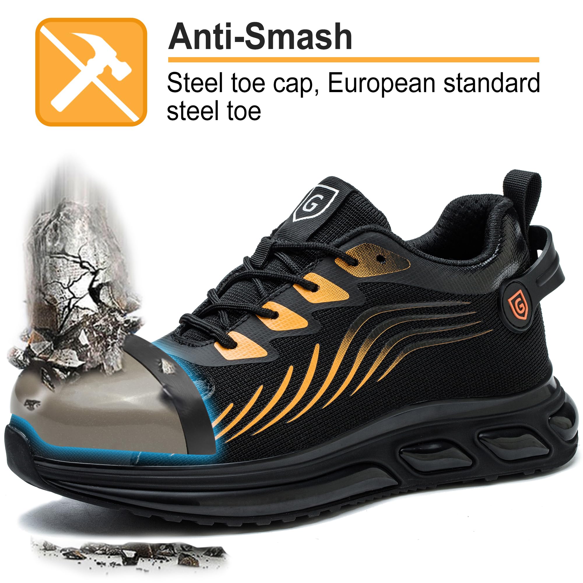Scarpe Antinfortunistiche Uomo Donna Scarpe Antinfortunistica con Punta in Acciaio Leggero Scarpe da Lavoro Antiforatura Comodo Moda Scarpe Protettive Industriali Ammortizzazione 38EU-46EU