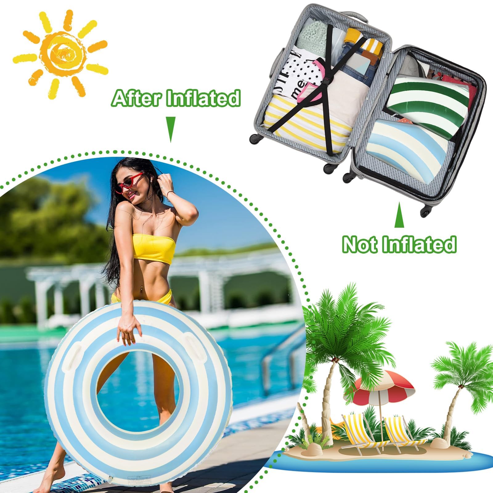 Inflatable Swimming Ring Adults- 2 Pcs Stripe Inflatable Swim with Handle - Image 4