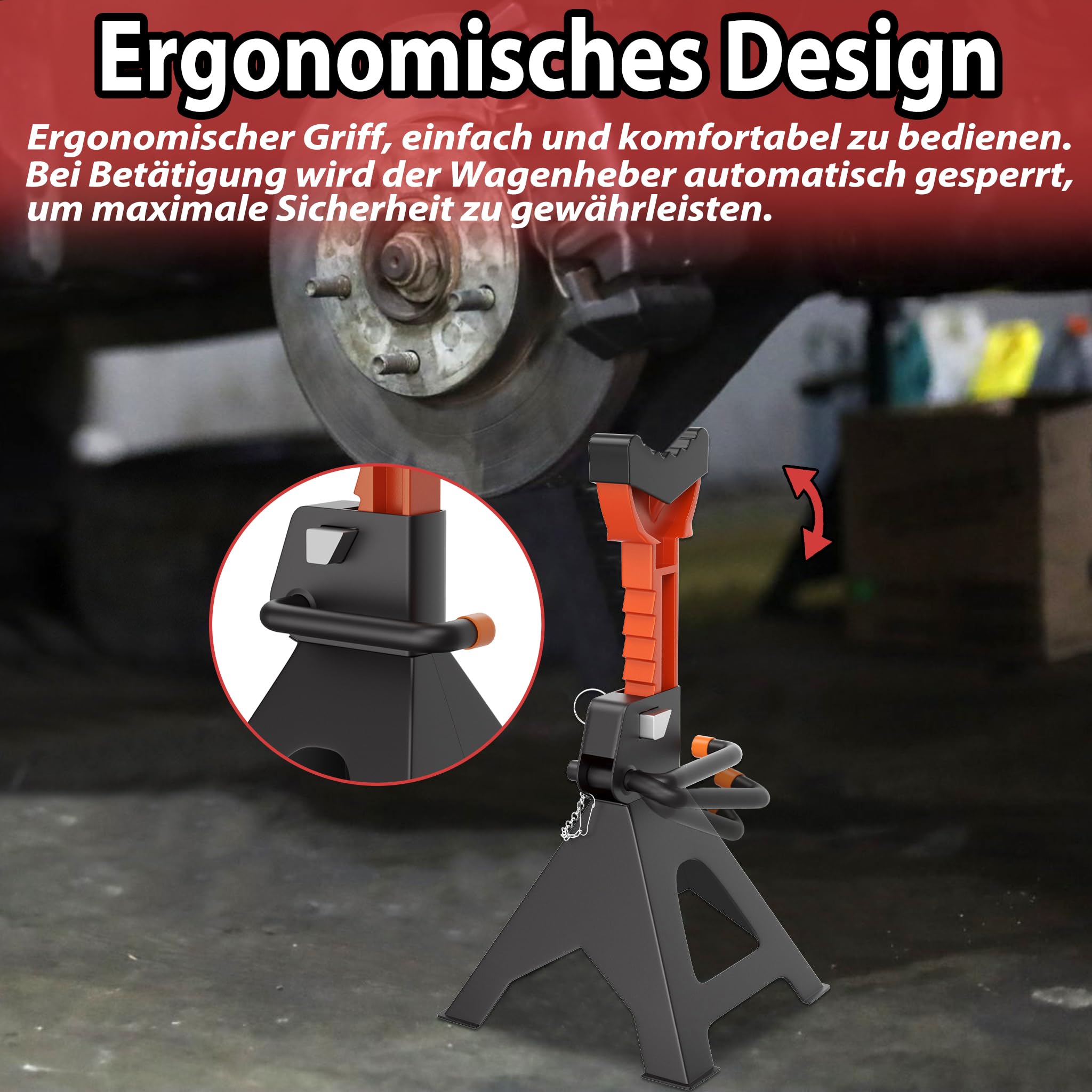 YRHome Unterstellbock Stützböcke Wagenheber Höhenverstellbar 28-42CM Stützbock Ständer Aus Gusseisen Max.Tragfähigkeit 3T Für Wartung und Reparatur von PKWs, Transportern und Wohnmobilen-4 Stück