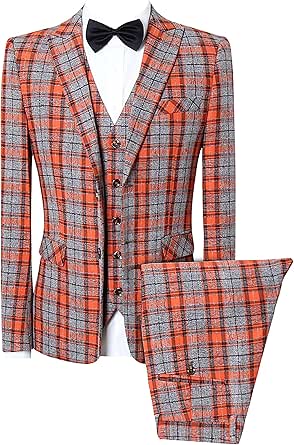 UNINUKOO Mens 3 Piece Suit Slim Fit Dress Tux Suits For Men Solid Color Wedding Classic Tuxedo Set US Size XL Black