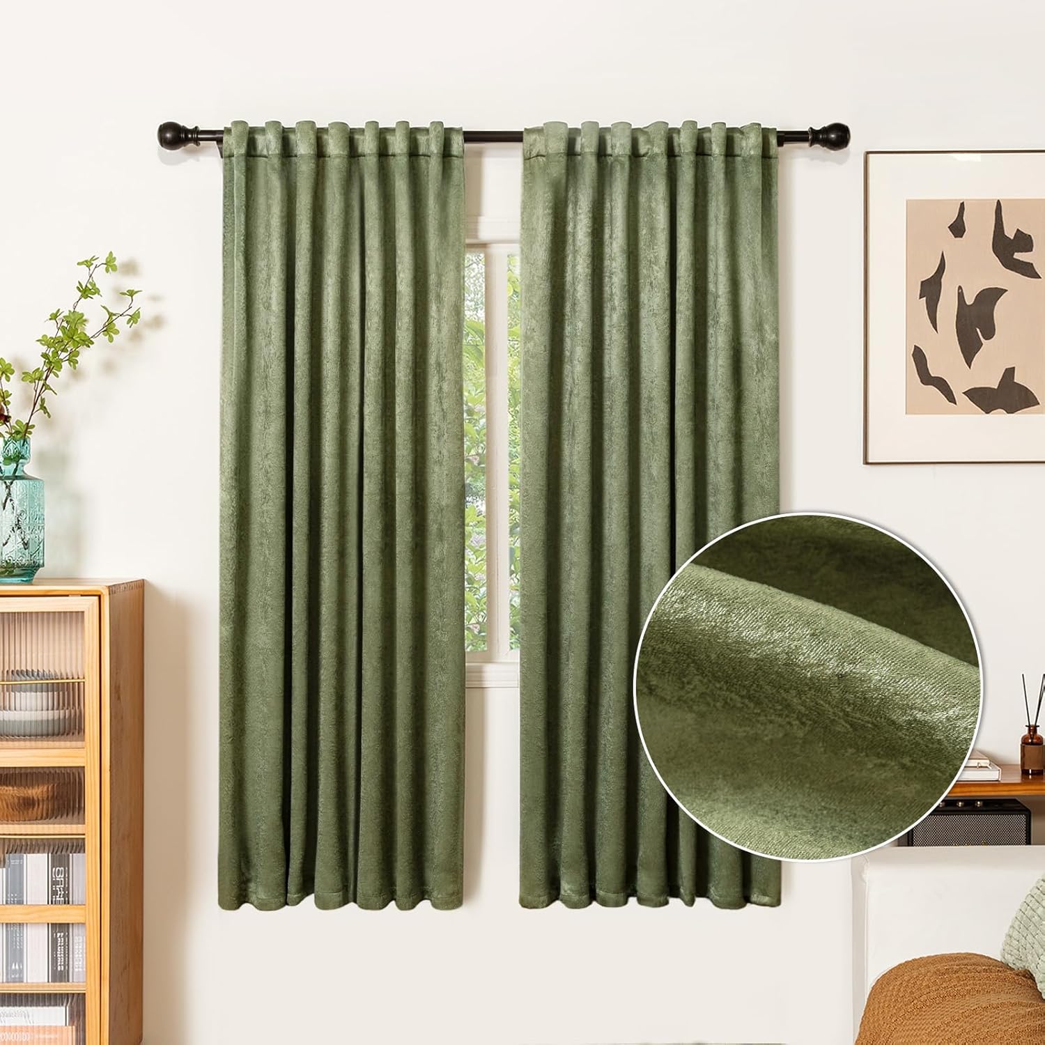 Amazon.com: Weenye Olive Green Curtains 63 Inch Length 2 Panels Set for ...