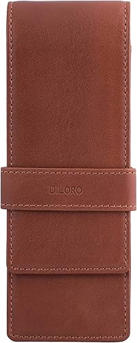 DiLoro estuche de cuero triple para bolígrafos con funda para lápices para tres plumas estilográficas, bolígrafos y lápices
