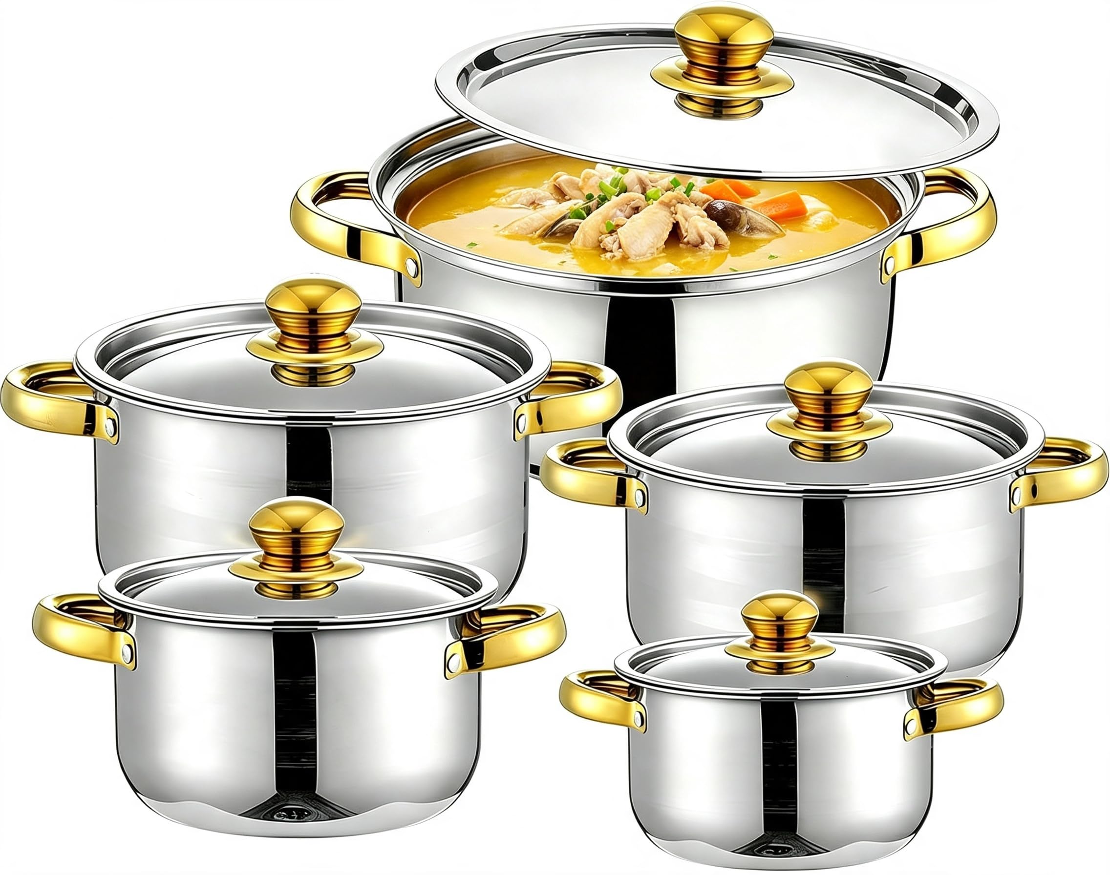 10 Piece Stainless Steel Cookware Set with Glass Lids, for All Cooktops โ image 1