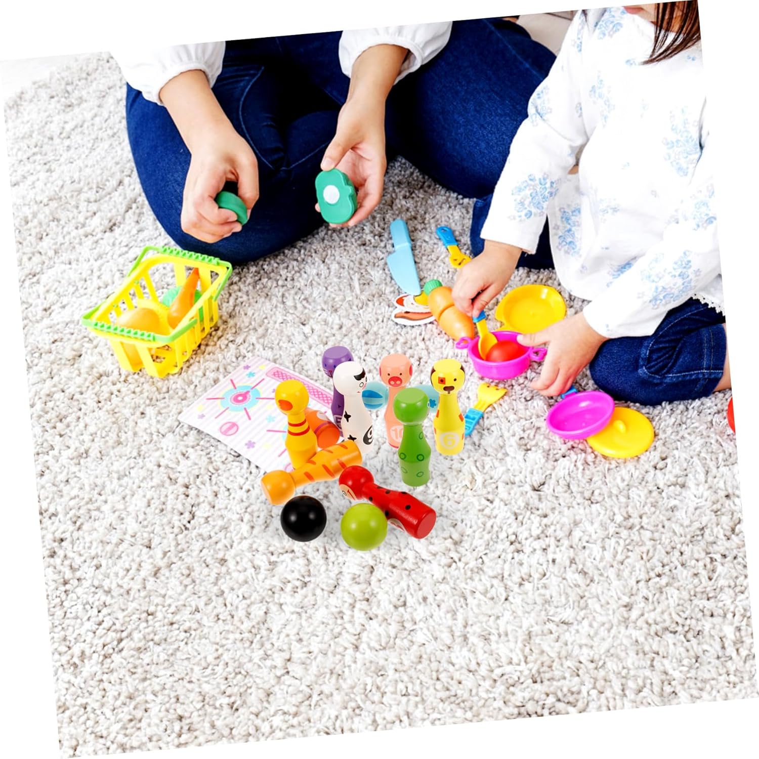 1set Boy Girl Wooden Bowling Toy Set Cartoon Animal Design for Early Education Games Develops Athletic Skills Color Recognition for Boys and Girls