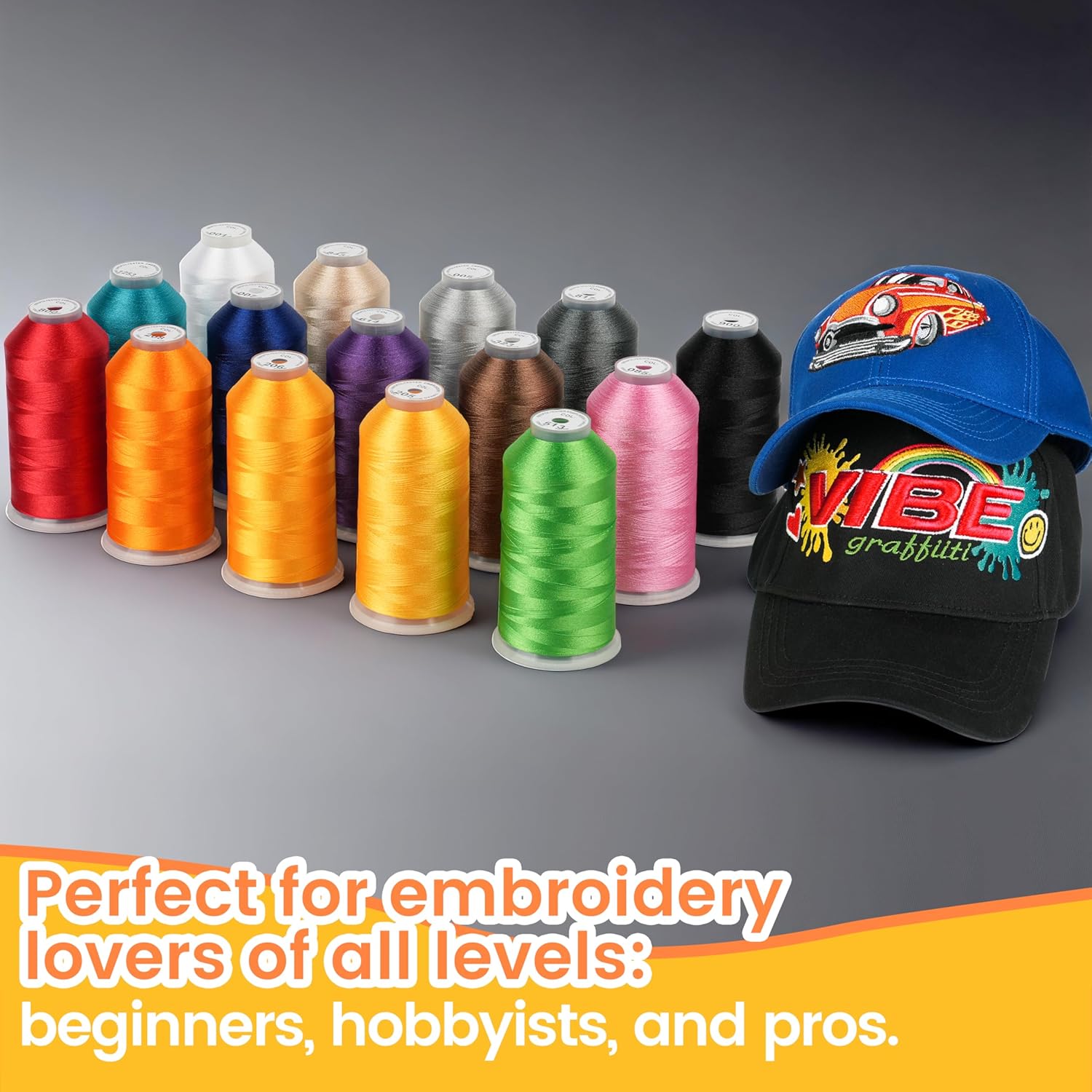 New brothreads - 15 Starter Colors of Huge Spool 5000M Polyester Embroidery Machine Thread for Commercial and Domestic Embroidery Machines