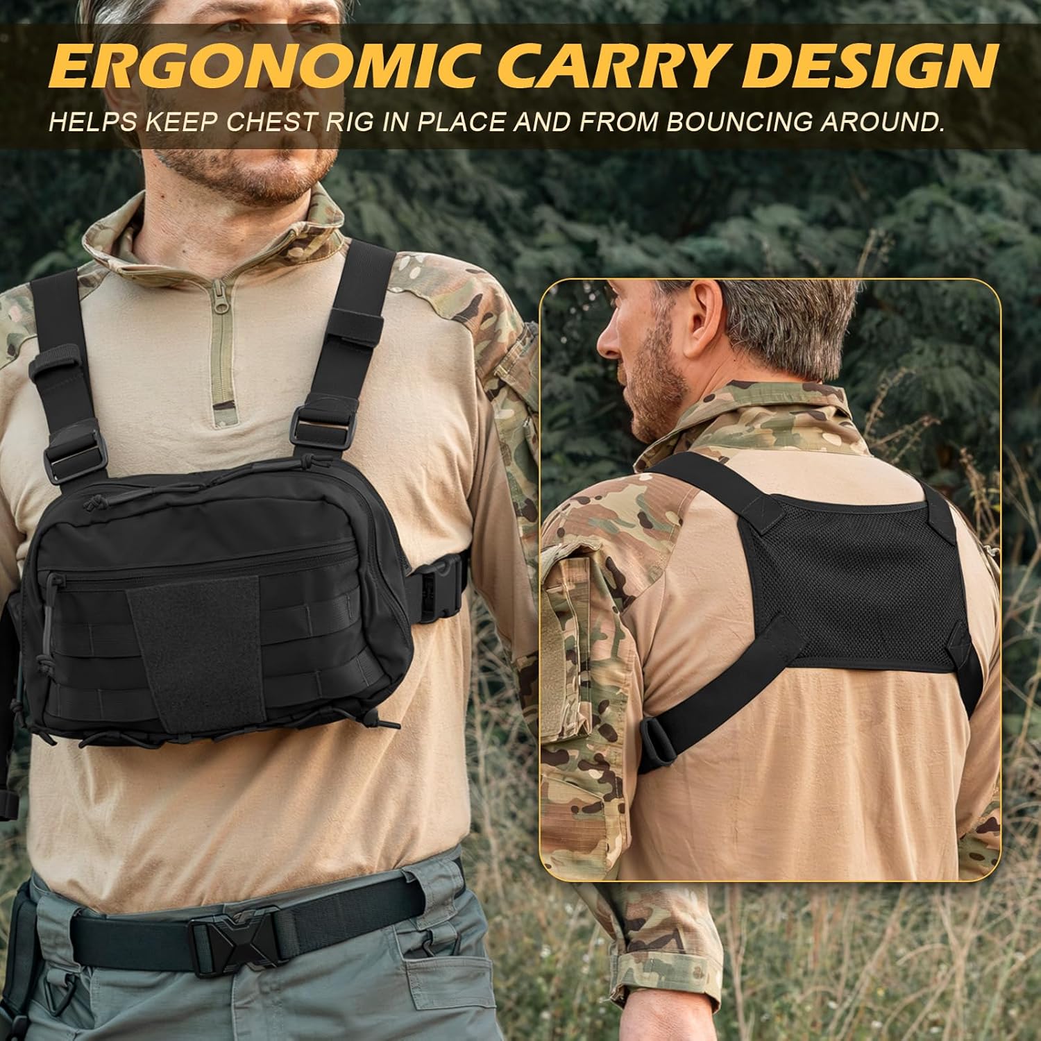 Tactical Chest Pack Bag Molle EDC Pouch Bag with CCW Compartment Adjustable Strap Workouts Fishing Hunting - Image 7