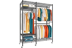 Portable 79" High Rolling Laundry Clothes Rack Heavy Duty With Wheels