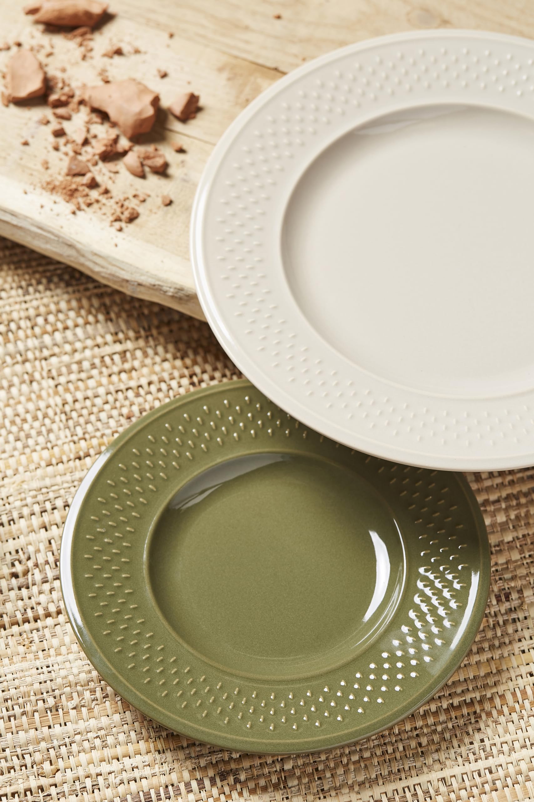 GENEVIEVE LETHU 545269 - Juego de 6 platos de postre (grano de arroz, 21 cm), color marrón