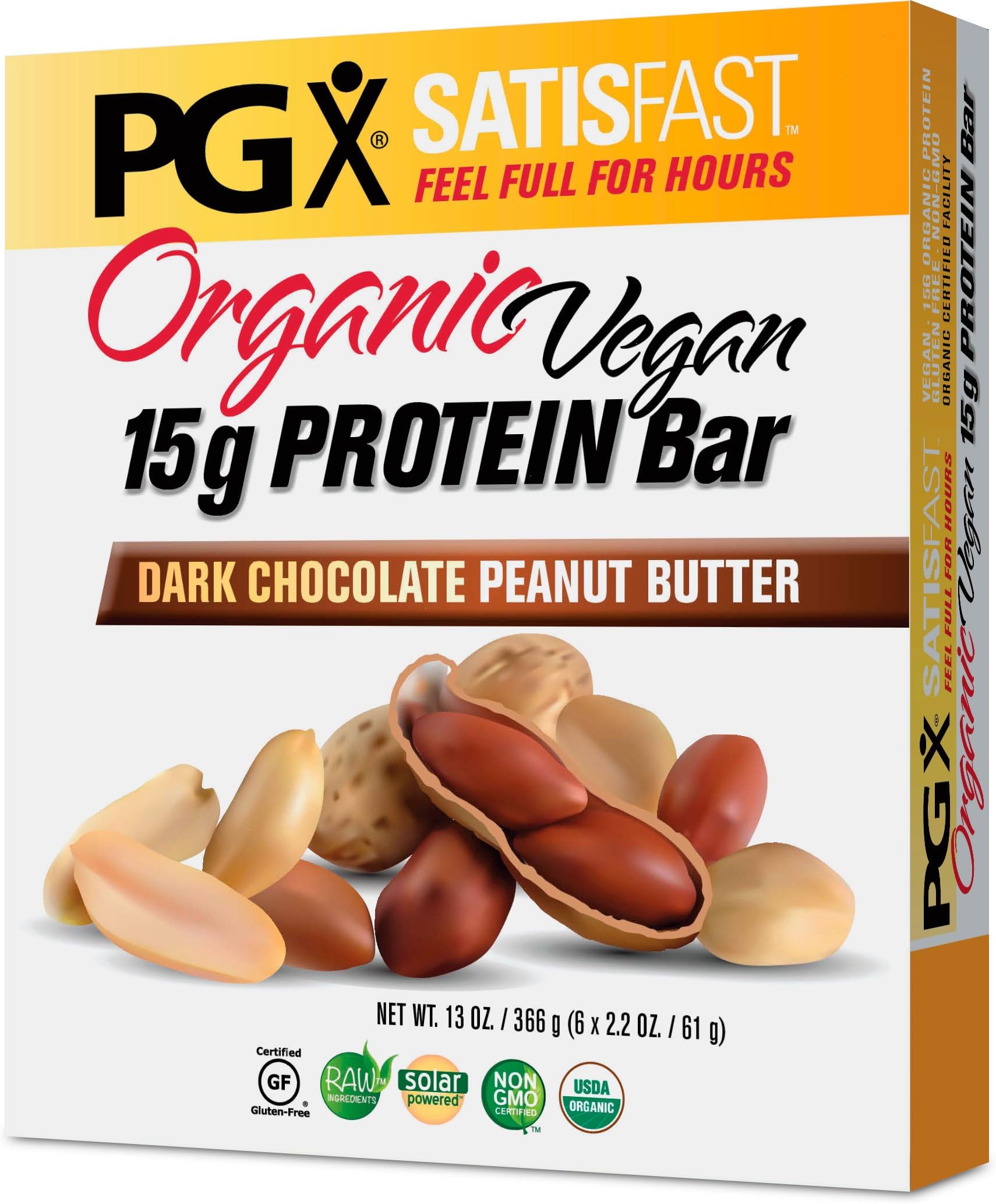 PGX Satisfast Protein Bar, Chocolate Peanut Butter, 6 Count