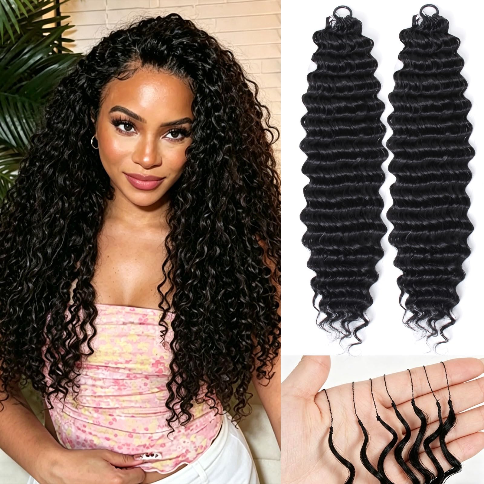 Photo 1 of POUWENEY Deep Wave Feather Crochet Hair 18 Inch