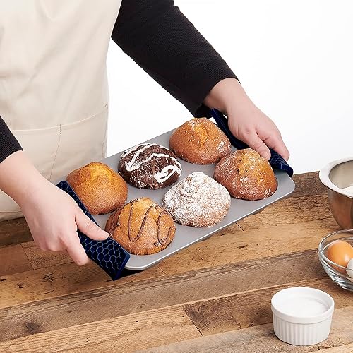 Miniatura 3 de Mrs. Anderson's Baking Salvamanteles de panal de silicona, antideslizante, resistente al calor, azul marino