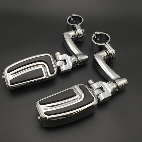 XKH - Kit de montaje de clavijas cromadas ajustables para autopista, reposapiés compatible con V-STAR Roadstar Suzuki Boulevard equipado con tubo de