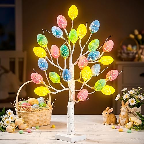 OLANRUN Easter Decorations - 2 FT Artificial Birch Tree with