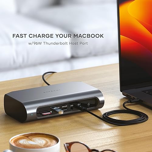 Miniatura 6 de Satechi Estación de acoplamiento Thunderbolt 4 USB C 16 en 1, carga de 100 W, hasta 4 pantallas 4K/60Hz, datos USB C, 6 puertos USB-A, lectores de