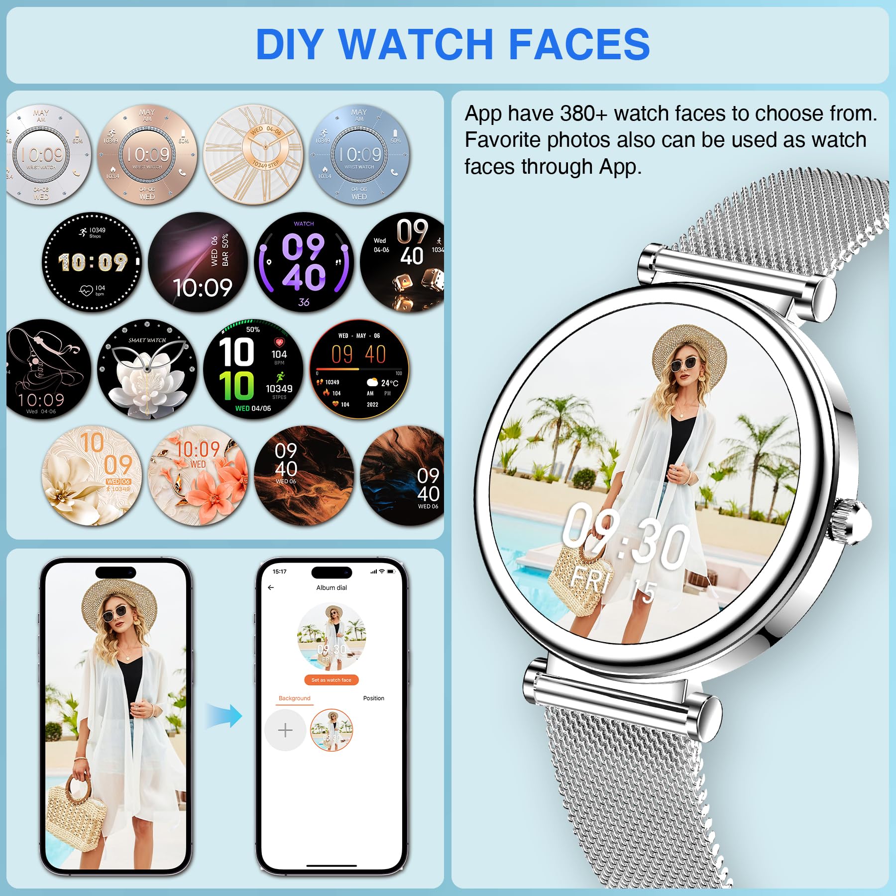 Reloj Mujer Inteligente con Llamadas, 1,3" Smartwatch con 120+ Modos Deportivo, Reloj Digital Mujer, Monitor Sueño, IP67 Pulsera Actividad Pulsómetro/Podómetro, Smart Watch para Android iOS