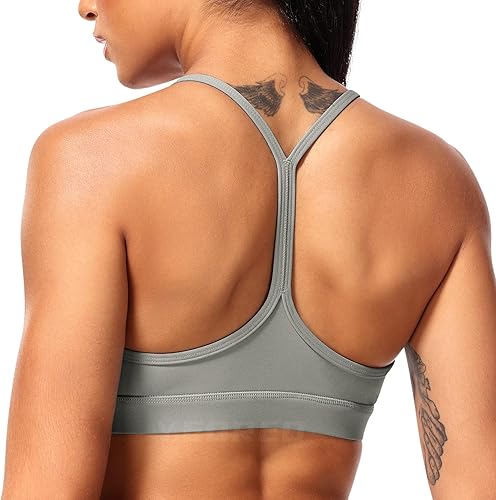 YEOREO Naomi - Brasier deportivo sin espalda para mujer, brasier de yoga con tirantes delgados, acolchado de bajo impacto, para entrenamiento