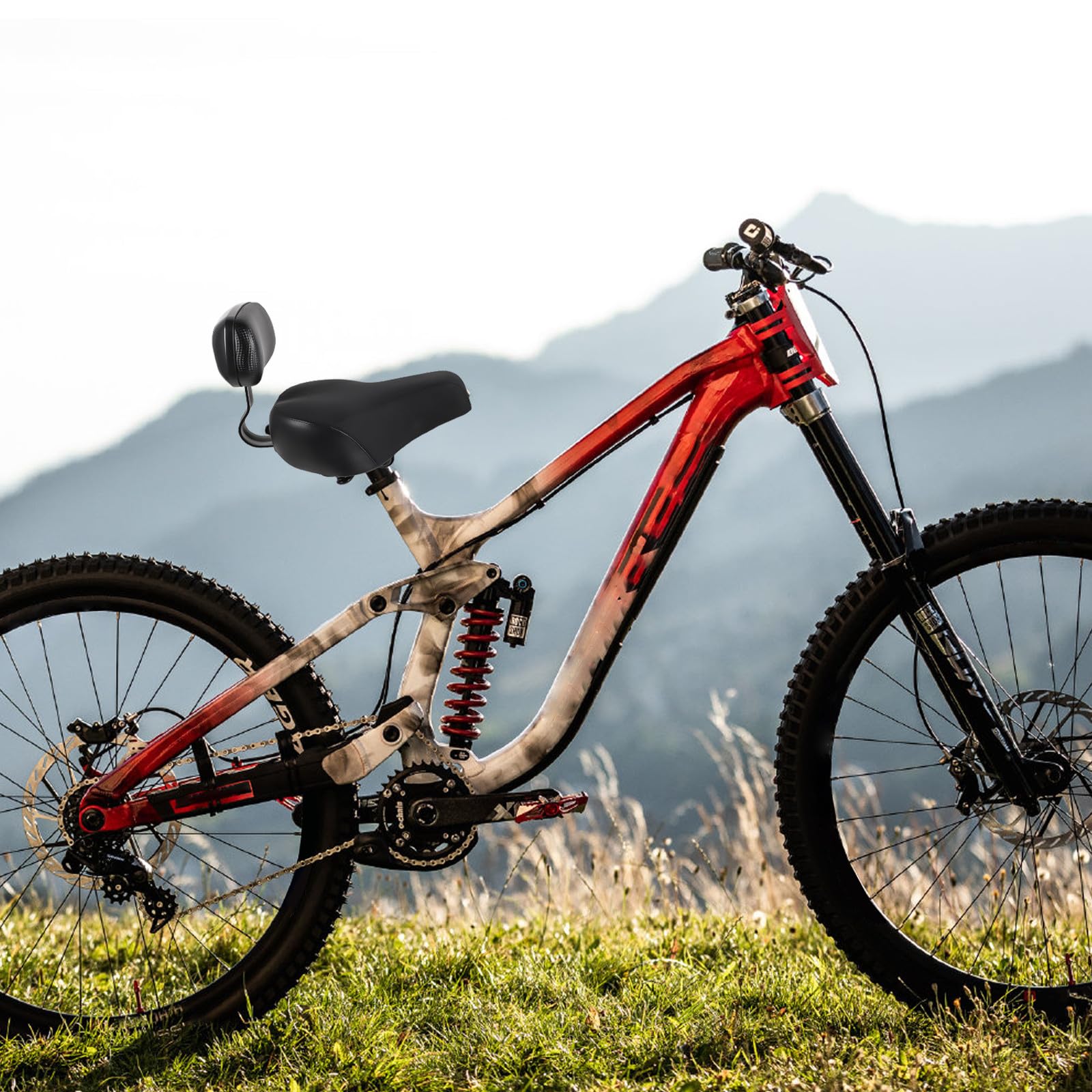 Fahrradsattel mit Rückenlehne für Mountainbike, Schwarz, Bequem