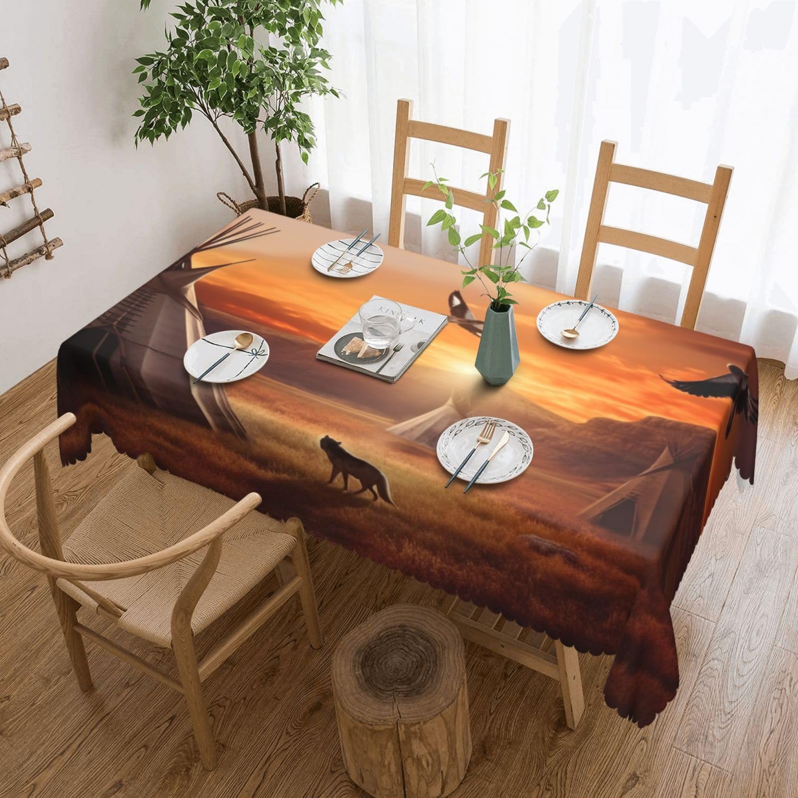 Nappe rectangulaire amérindienne haut de gamme 137x183cm nappe imperméable intérieur extérieur