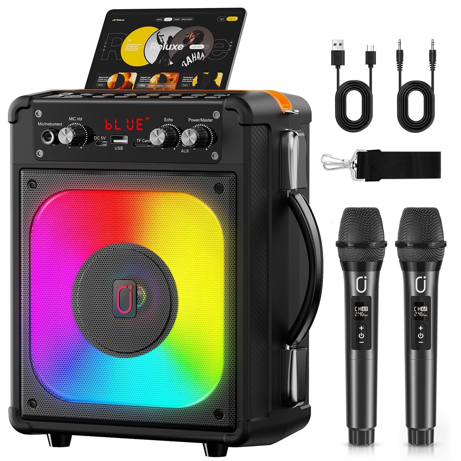 Amazon.com: HWWR Karaoke Machine, Portable Bluetooth Speaker with