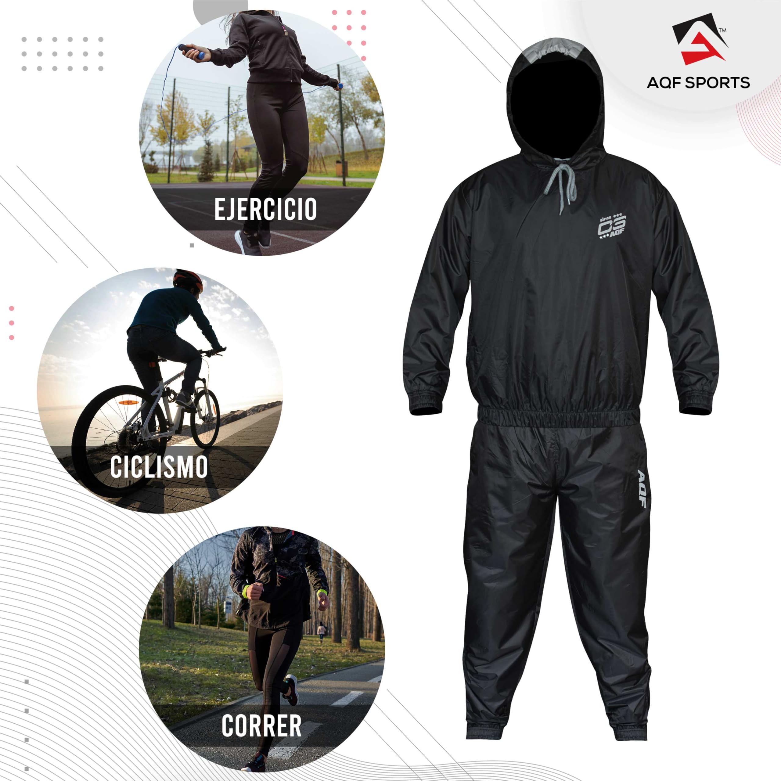 AQF Chándal Sauna, Traje Sauna Hombre, Sauna Suit Mujer, Traje De Sudoracion, chandal sudoracion Para Gimnasio Trotando Running Fajas (Chandal Sauna Completo)