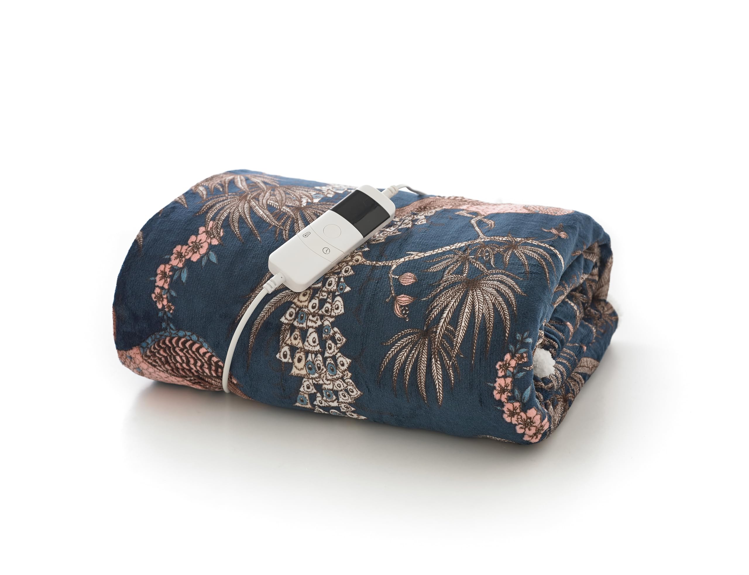 Deyongs Peacocks Teal Sherpa Fleece Low Energy Heated Throw 140x180cm | 1846 | Size: 140cm x 180cm