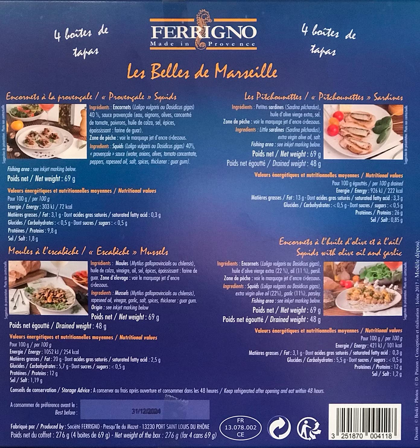 Mon epicerie fine de teroir Coffret 4 boites tapas mediteranéennes