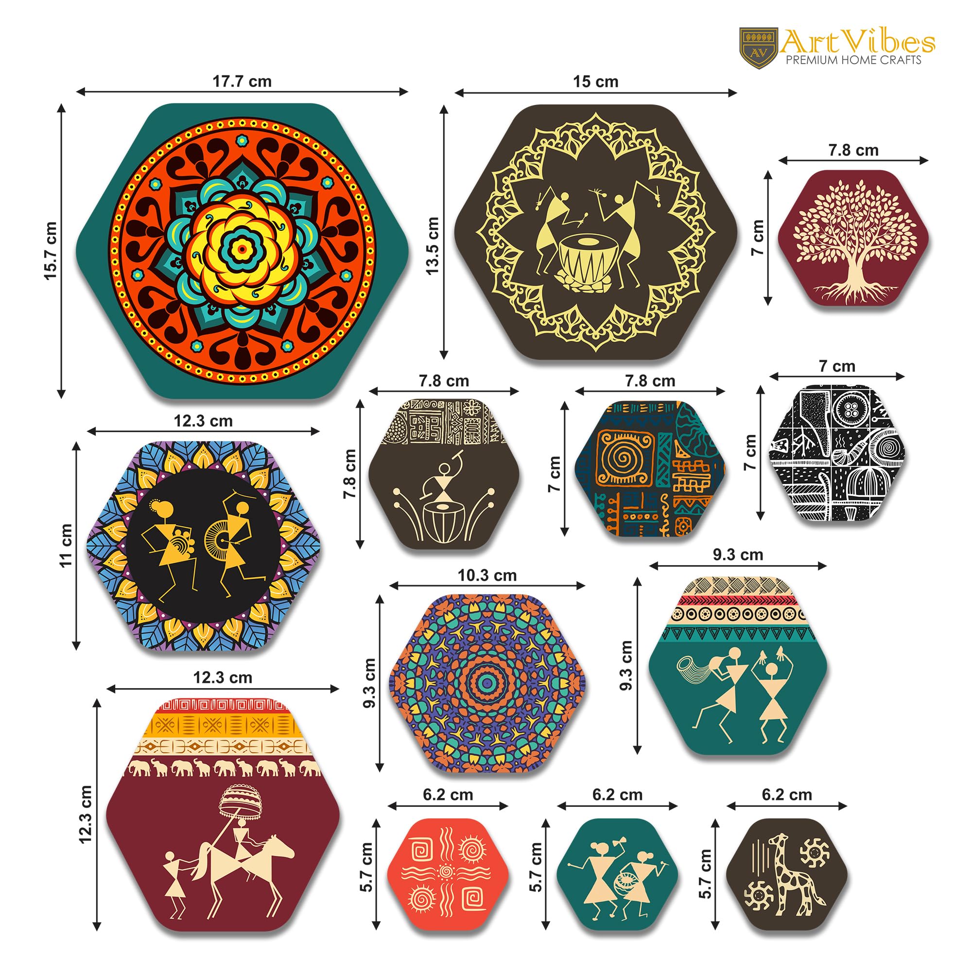 Artvibes Mandala Pattern Hexagon Shape MDF Wooden Wall Decor -4 Artvibes Mandala Pattern Hexagon Shape MDF Wooden Wall Decor -4