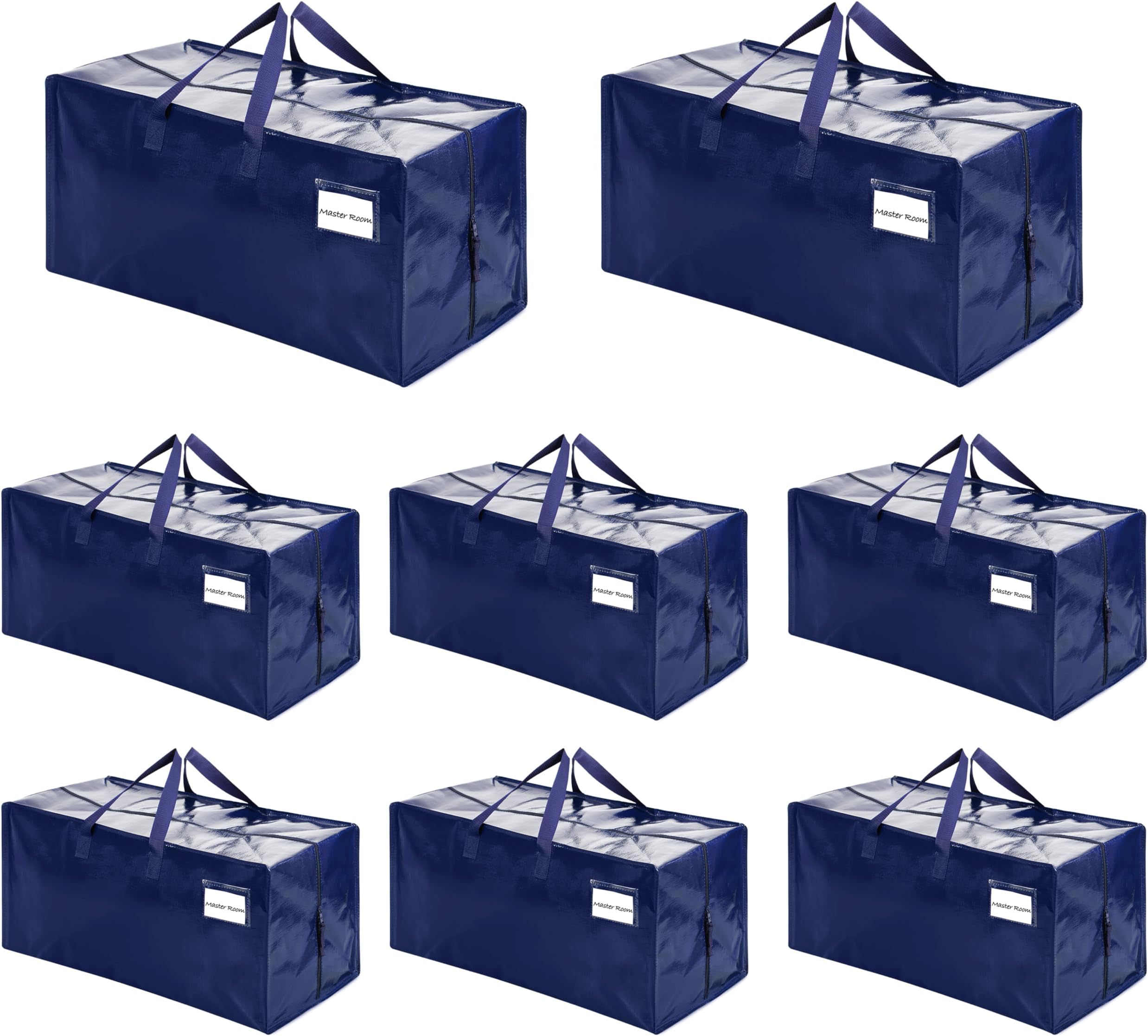 VENO 8 Pack Moving Bags Heavy-Duty Extra Large W/Backpack Straps, Moving House Essentials, Strong Handles & Zips, Clothes Storage, Packing, Laundry Bags, Reusable and Sustainable (Blue, 8 Pack)