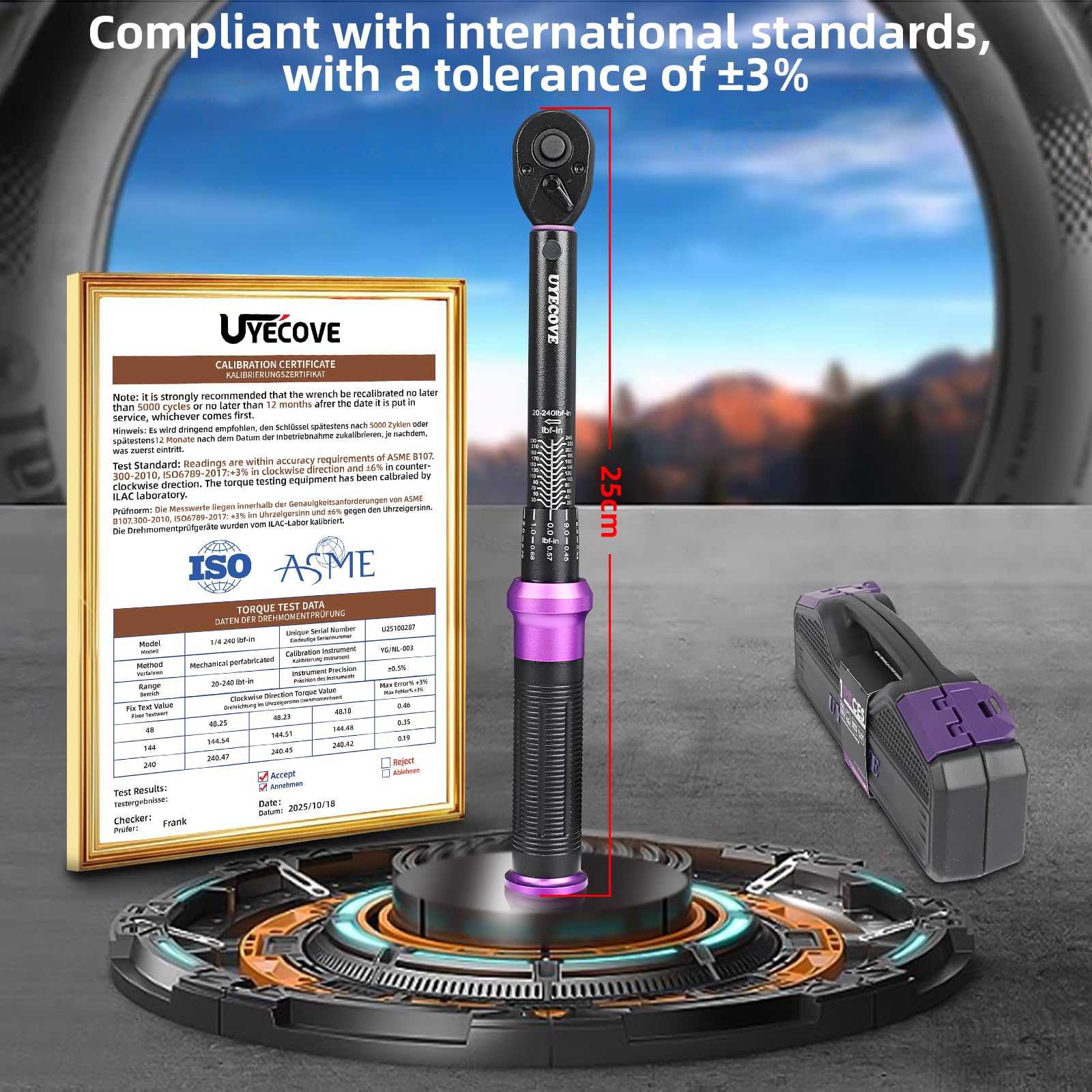 Amazon | UYECOVE 1/4インチドライブクリックトルクレンチ 20-240 FT