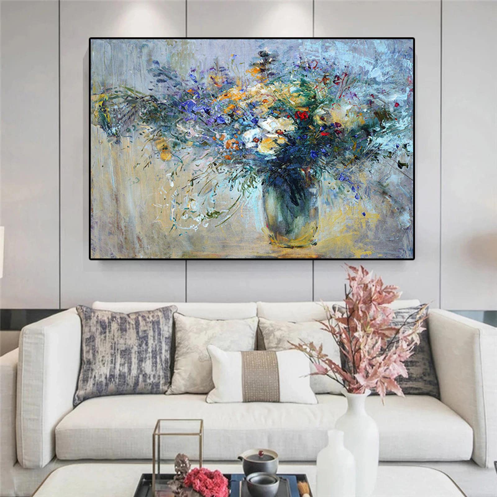 Tableau Déco Sur Toile 50x70cm - Impression Fleurs Botaniques Anciennes - Style Vintage