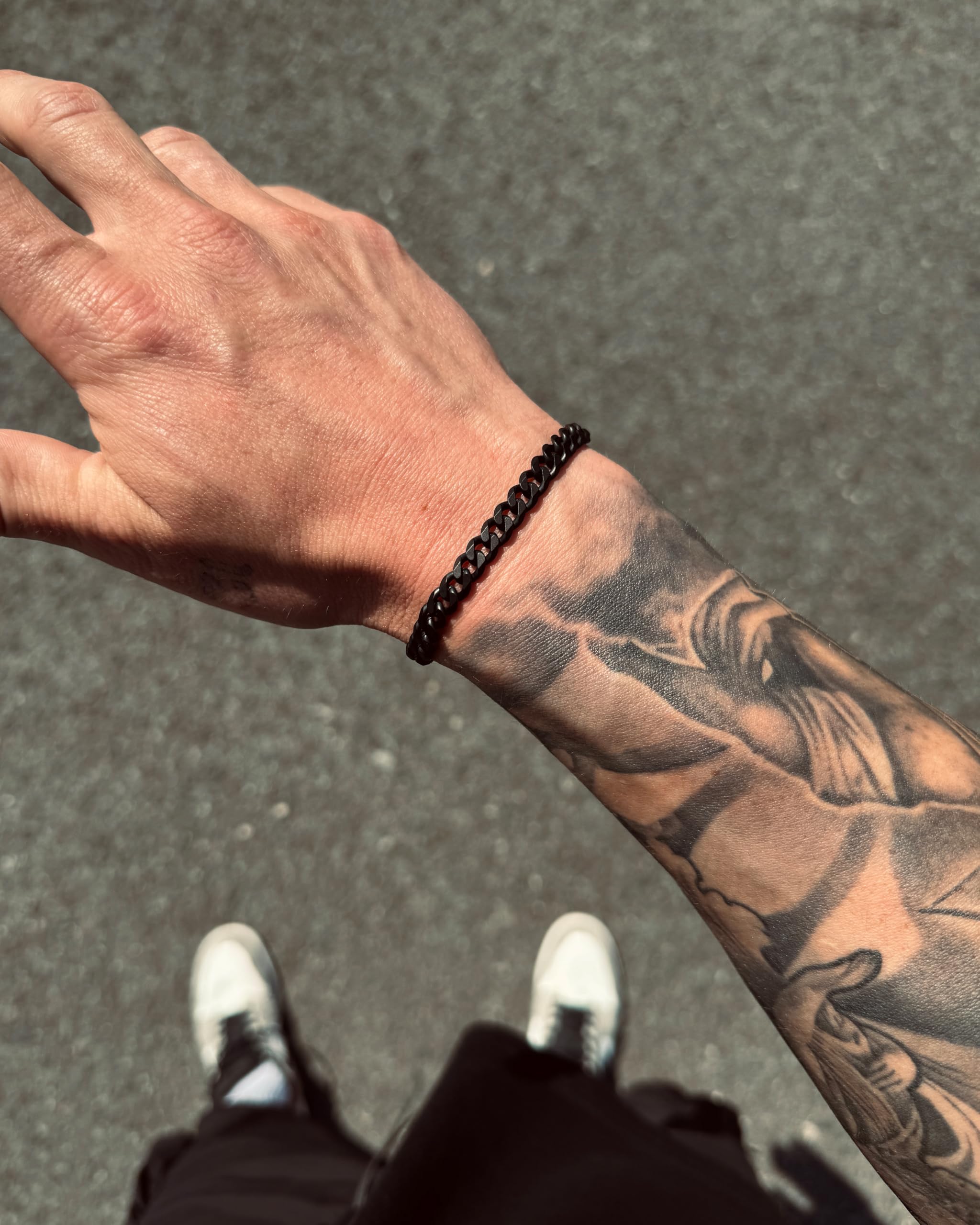 Cuban Bracelet Armband Schwarz 6mm für Damen und Herren mit hochwertiger DLC Beschichtung aus Edelstahl