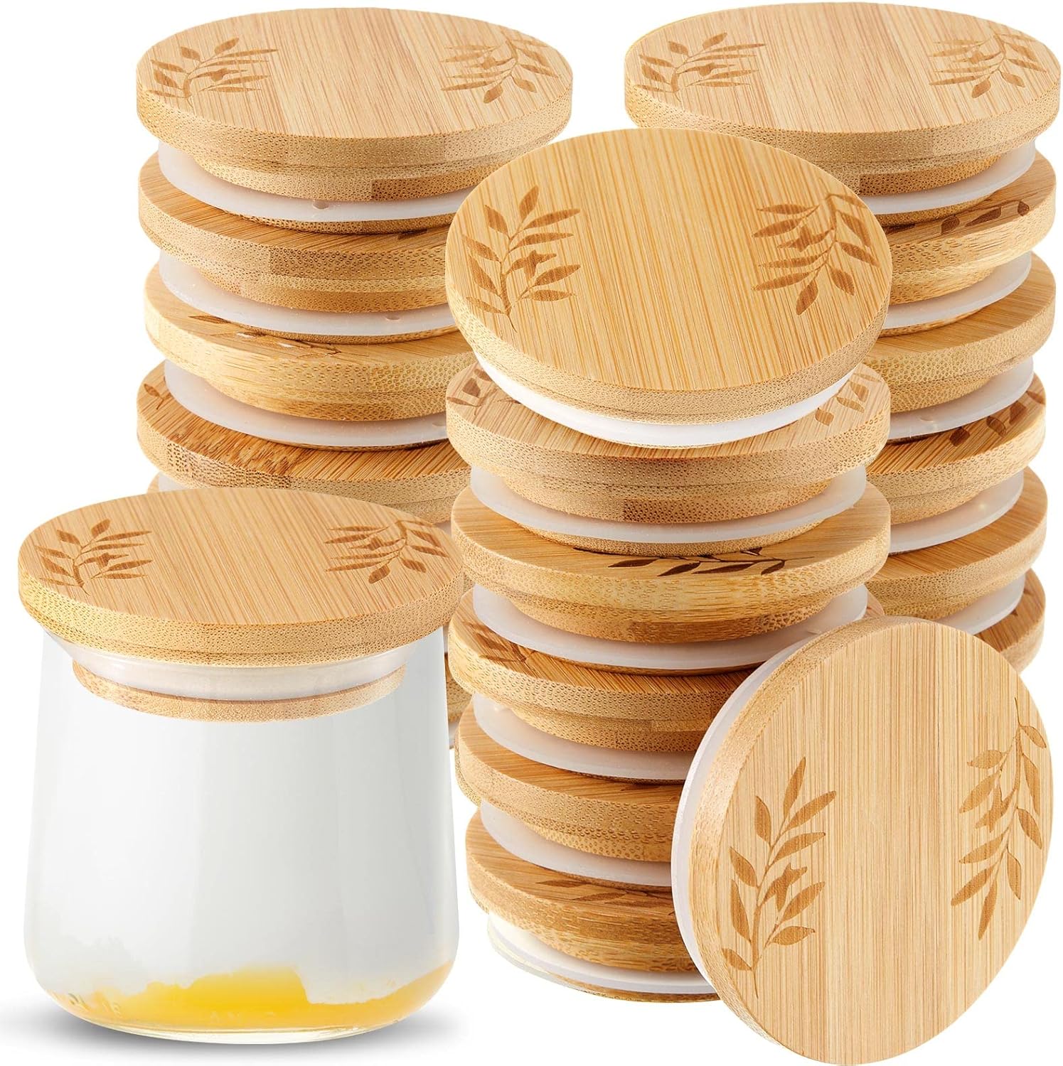 Yogurt Jar Lids Set Bamboo Jar Lids Wooden Lids Compatible