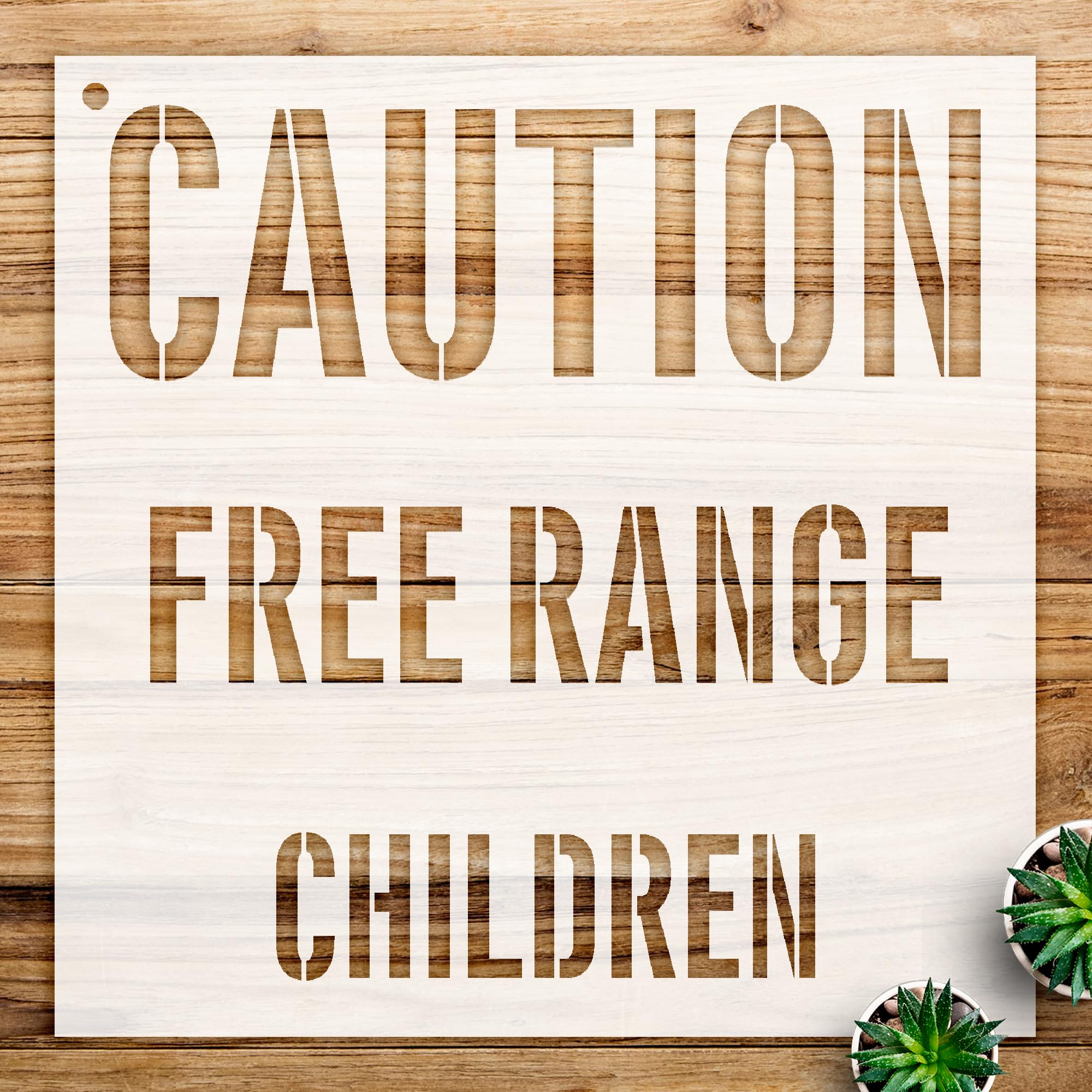 Caution Free Range Children Stencil Pattern for Wood Signs, Reusable Mylar Template, Ideal for Home Decor and Creative Projects - Size A4 (8.5