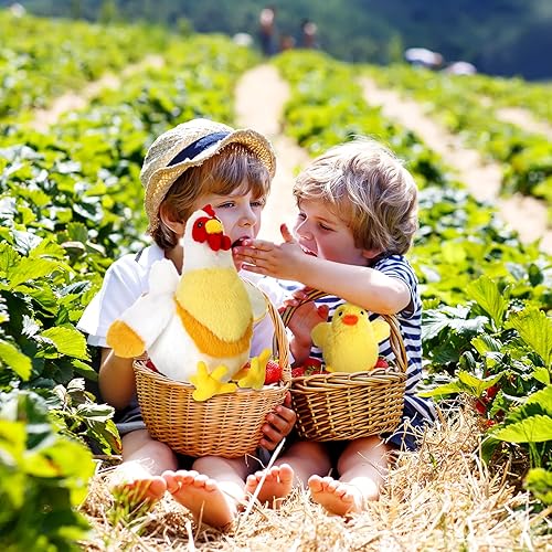 Miniatura 5 de Skylety Juego de 3 juguetes de peluche de pollo, juguete de peluche de pollo, lindo gallo de peluche, juguetes de pollito para baby shower, fiesta,