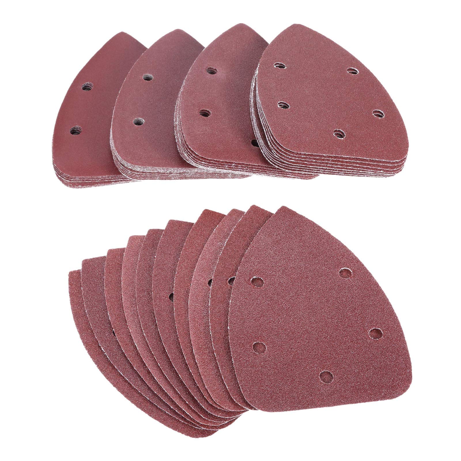 Papel de lija de pulido de metales de madera 50PCS hojas de lija 140x90mm Triángulo de lija gancho bucle abrasivo Disco de lijado for madera pulido molino 80-240 sémola