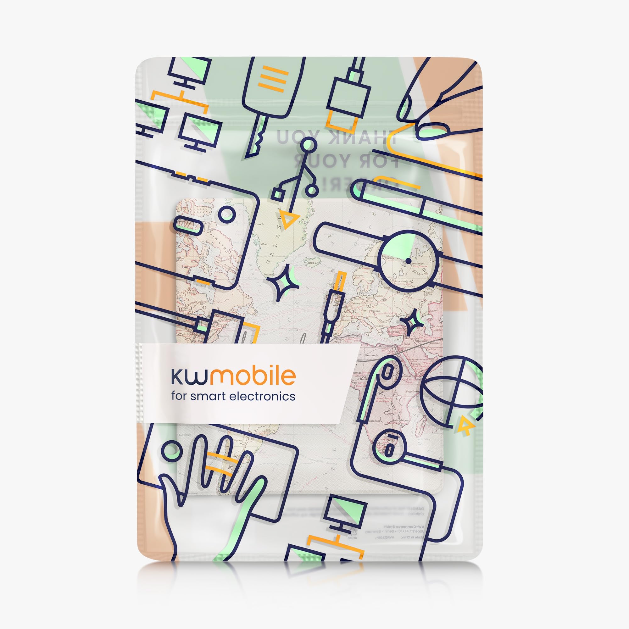 kwmobile Custodia eReader Compatibile con Amazon Kindle Scribe (2024) Cover - eBook Reader Flip Case - nero/multicolore - Mappa del mondo