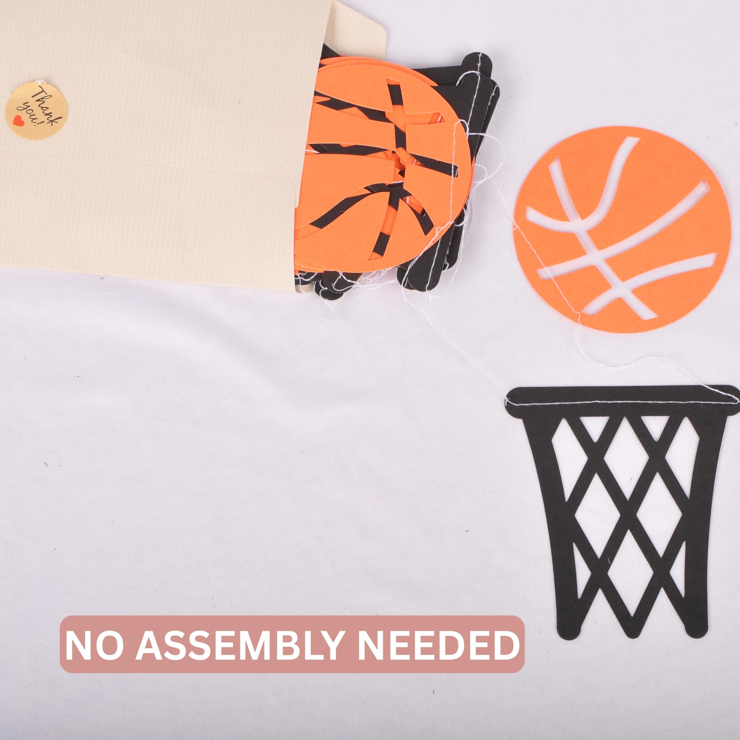 Crafter King 12ft Pre-Assembled Basketball Garland – No DIY Party Banner with 4” Hoops & Balls | Basketball Birthday Decorations | Orange & Black Sports Theme Garland for Kids Party Decor Slam Dunk