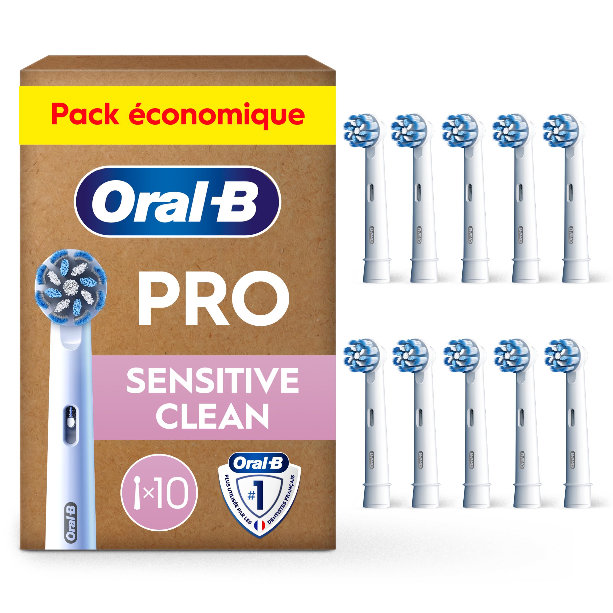 Oral-B Pro Sensitive Clean Electric Toothbrush Heads, 10 Count - Extra Soft Bristles, Original Replacement Brush Heads, Deep Plaque Removal, Gentle Cleaning for Teeth & Gums, Mailbox Compatible,