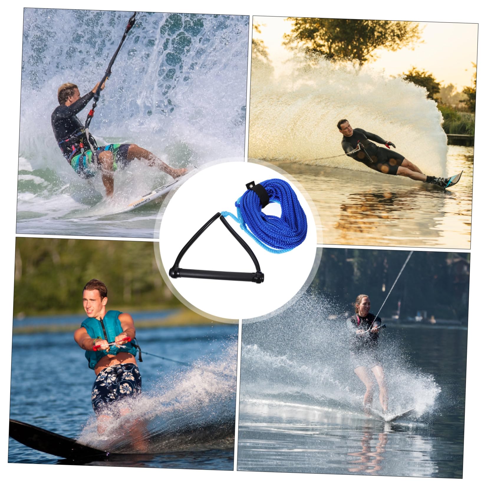 1 Stück Wasserskiseil mit Griff, Schwarz, Nylon für Boot Zufällige Farbe | Kneeboarding und Boating, Feuchtigkeitsresistent und Abriebfest, Leicht zu Handhaben Zufällige Farbe
