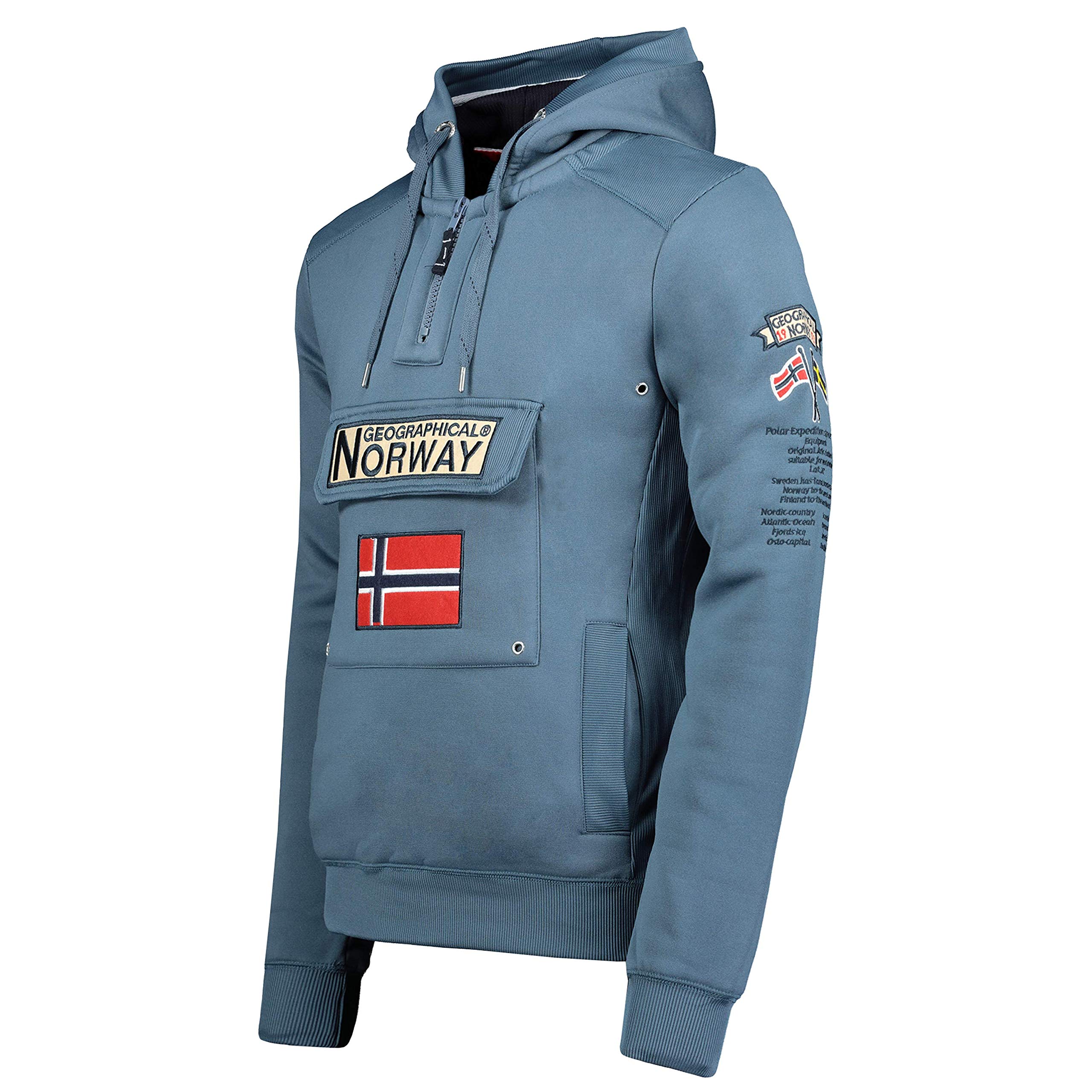 Geographical Norway Gymclass męska bluza z kapturem z kieszenią kangura na zamek błyskawiczny - bluzy z kapturem śnieg z długim rękawem - idealna sukienka na wiosnę, lato, jesień, zimę