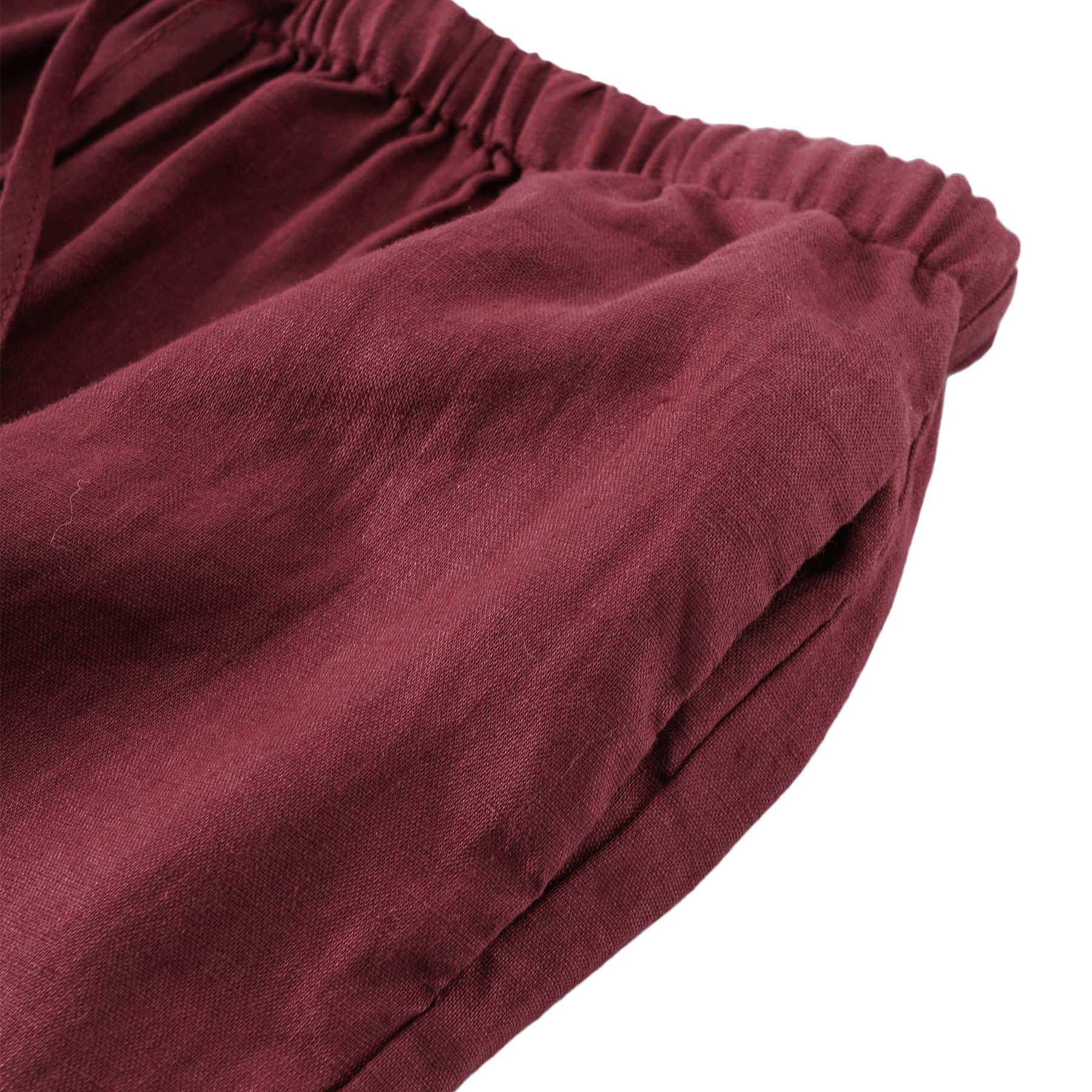 Amazhiyu - Pantaloni da donna in puro lino, estivi, vestibilità ampia, casual, a gamba larga, con tasche