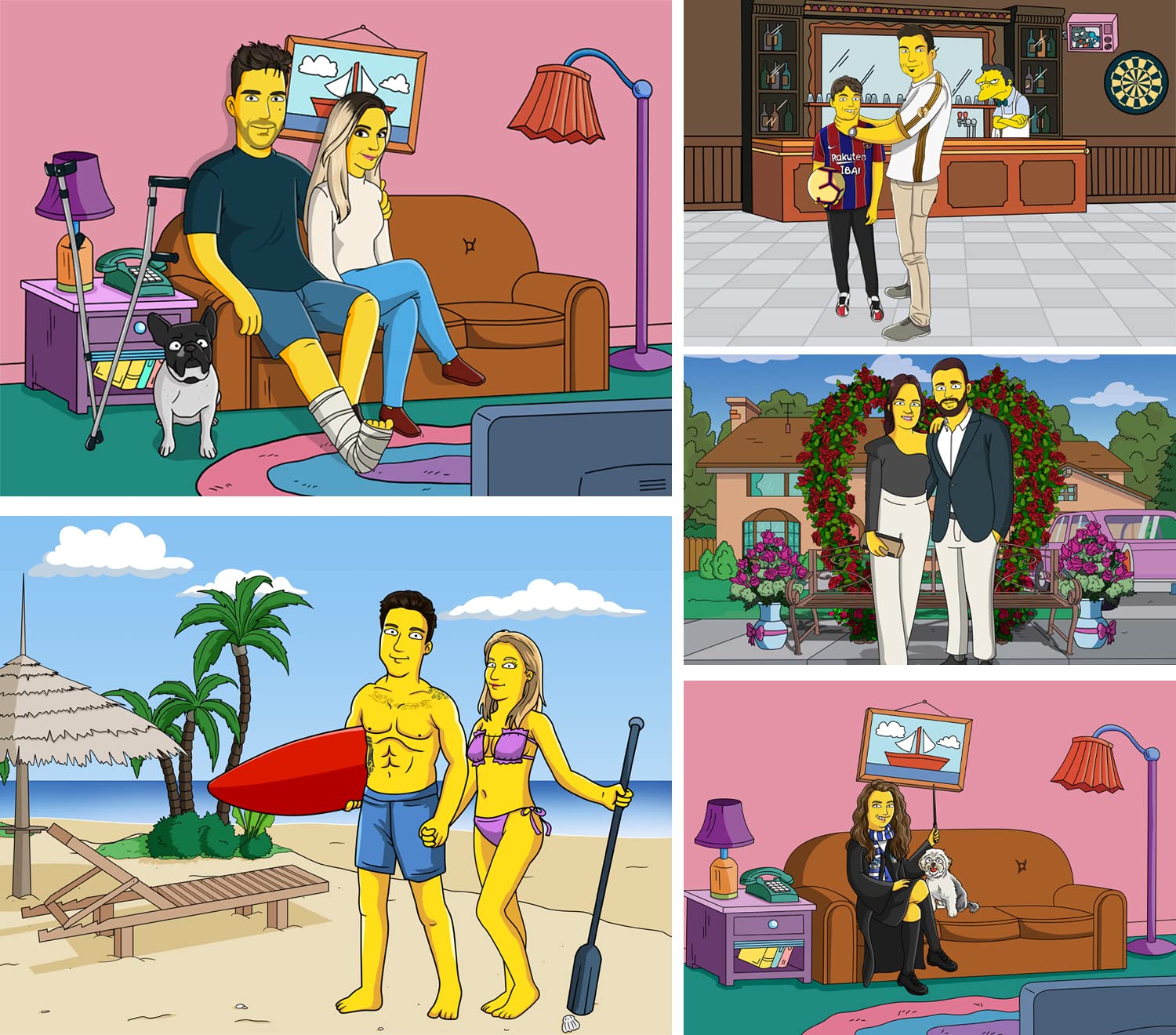 Naisian Ritratto Personalizzato Stile Simpsons. Disegno Corpo Intero. Carta o Digitale. Decorazione per Soggiorno, Camera da Letto o Ufficio
