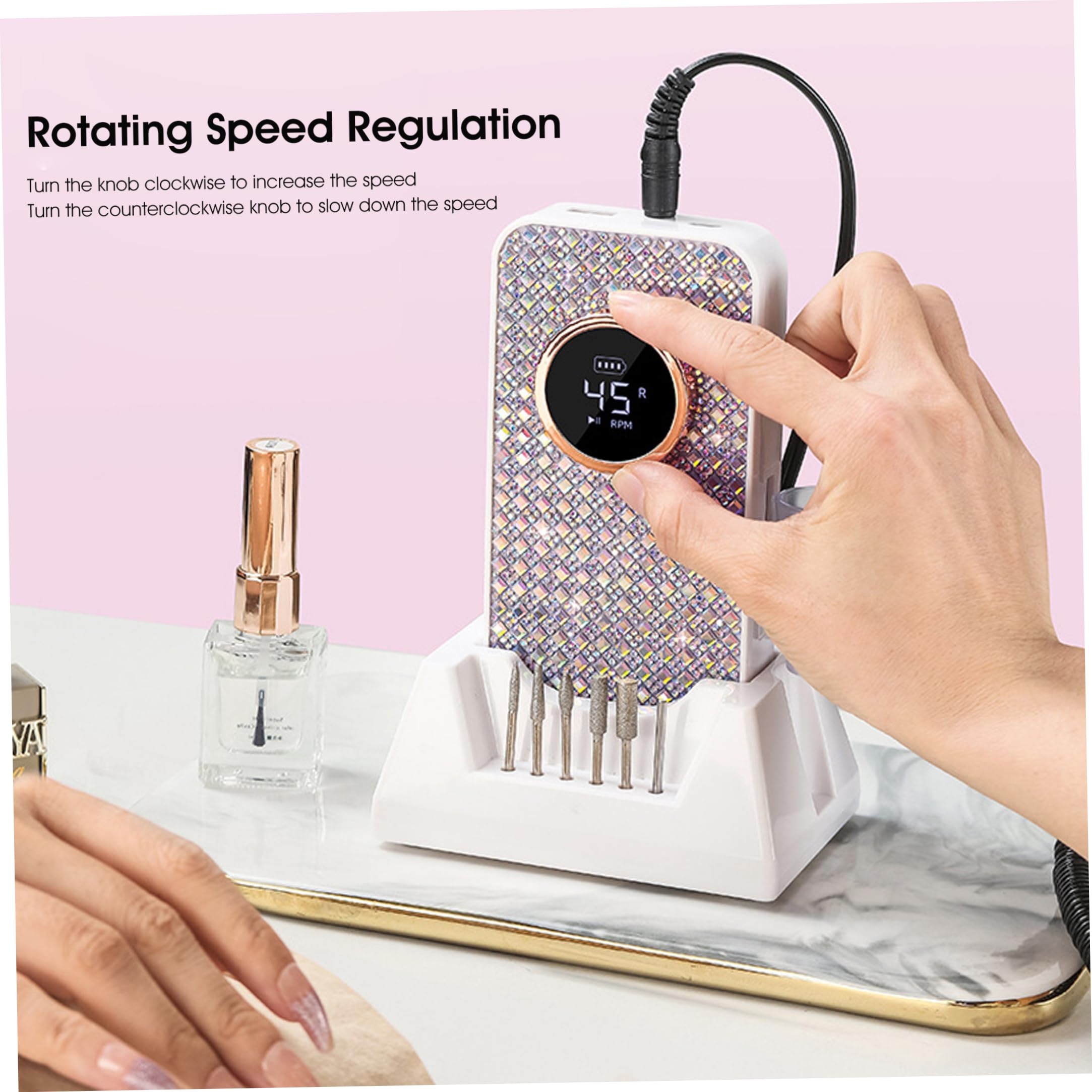 Kit de taladro de uñas, amoladora de uñas eléctrica de 45000 Rpm para eliminación rápida de gel