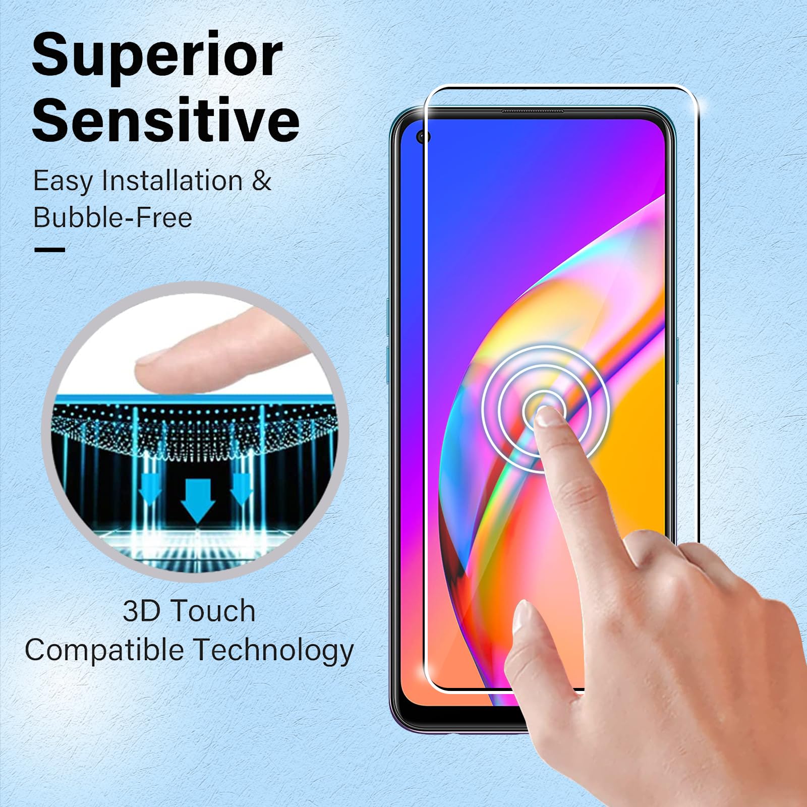 NEW'C 3 Pezzi, Vetro Temperato per Oppo Reno, Pellicola Prottetiva Anti
